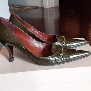 Delman,Army Green Patent Leather Heels